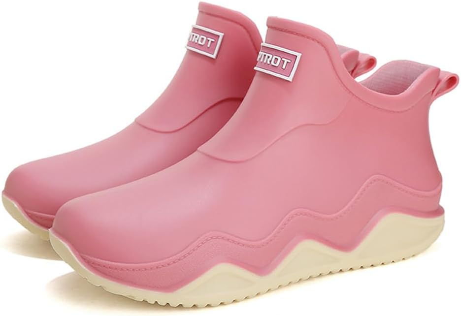 

Женские и мужские дождевые ботинки Rojeam, водонепроницаемые ботинки для сада и прогулок на открытом воздухе, розовый