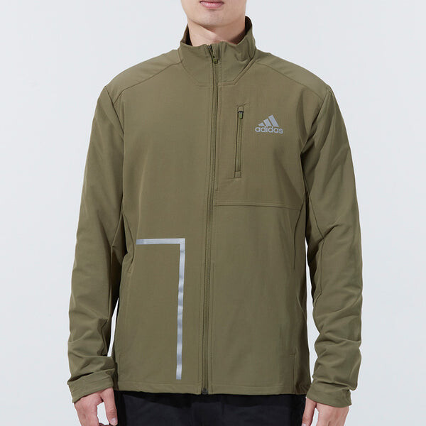 Куртка Men's adidas Logo Printing Sports Stand Collar Jacket Olive, зеленый — фото 2