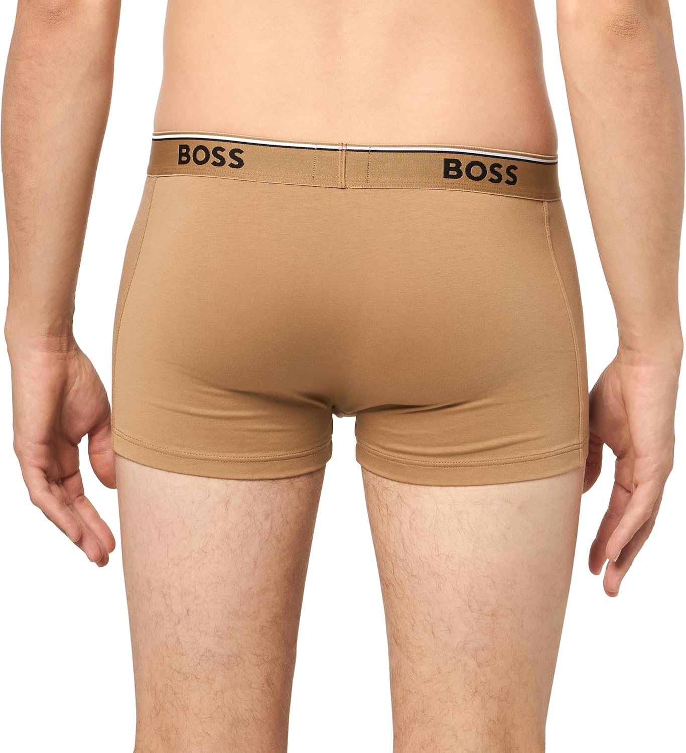 BOSS мужские трусы 3 шт, разноцветные, с крупным логотипом, Black/Camel/White Bone — фото 3