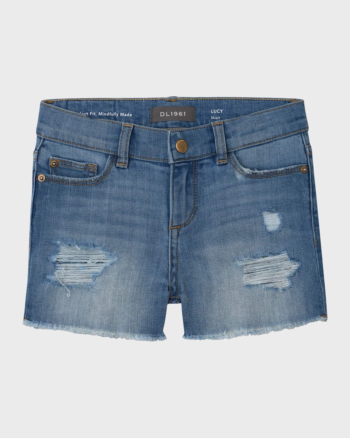 

Обрезанные джинсовые шорты Lucy для девочек, размер 7–16 DL1961, цвет Distressed Denim