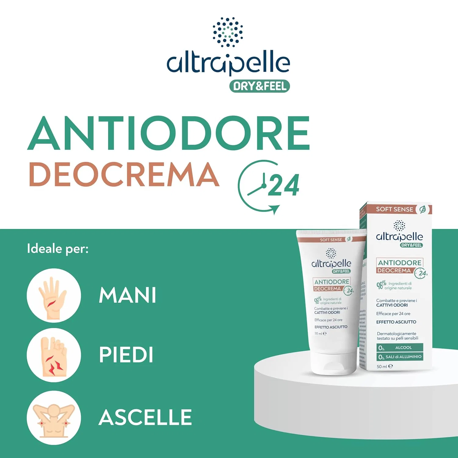 Дезодорант-крем Altrapelle Dry & Feel Antiodore 24 Hours от Difar Distribuzione Altrapelle — фото 2