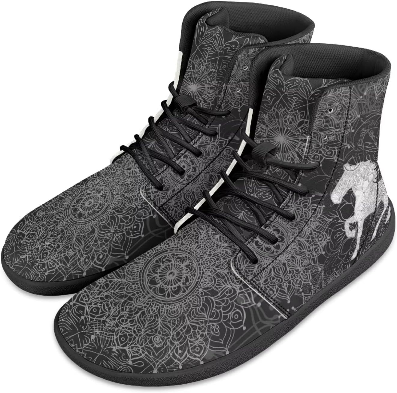 

Кроссовки Jeiento для мужчин и женщин с высоким верхом, босоножки в стиле бохо с мандалой, с широкой носочной частью, без подъема, повседневная обувь, кроссовки-тренеры, белый