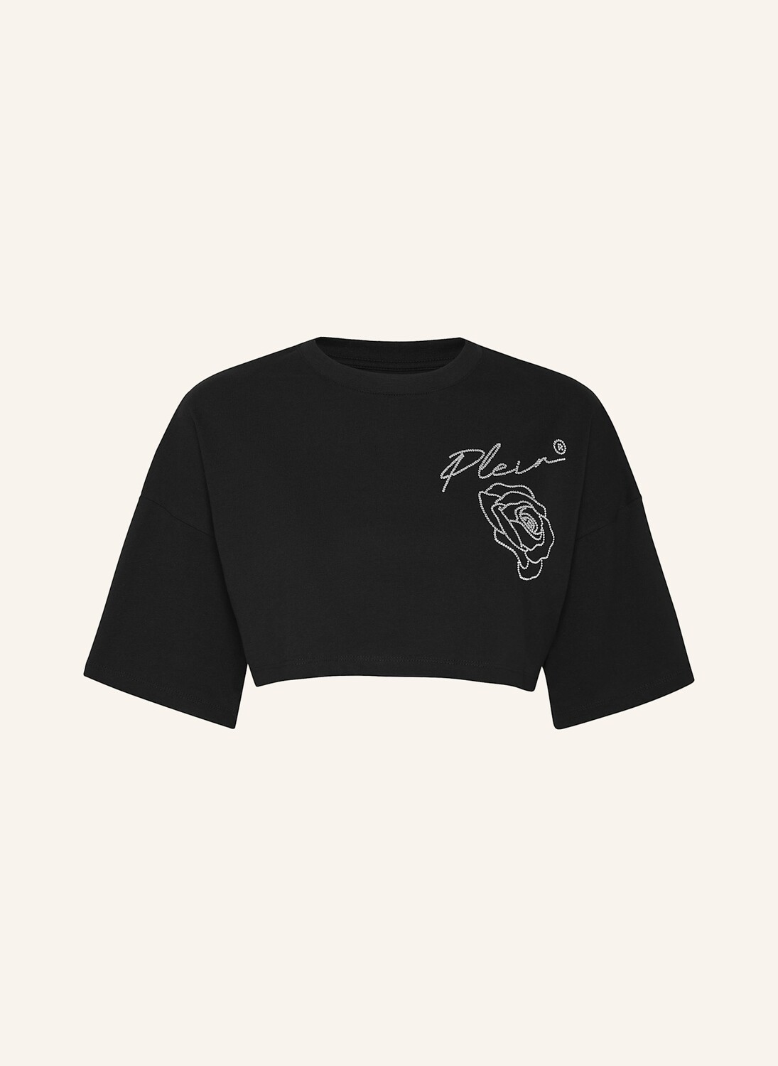 

Укороченная футболка розы PHILIPP PLEIN, черный