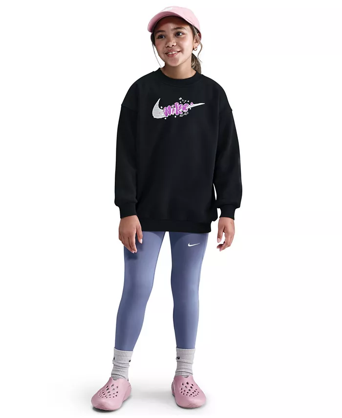 

Толстовка свободного кроя с круглым вырезом Big Girls Sportswear Club из флиса Nike, черный