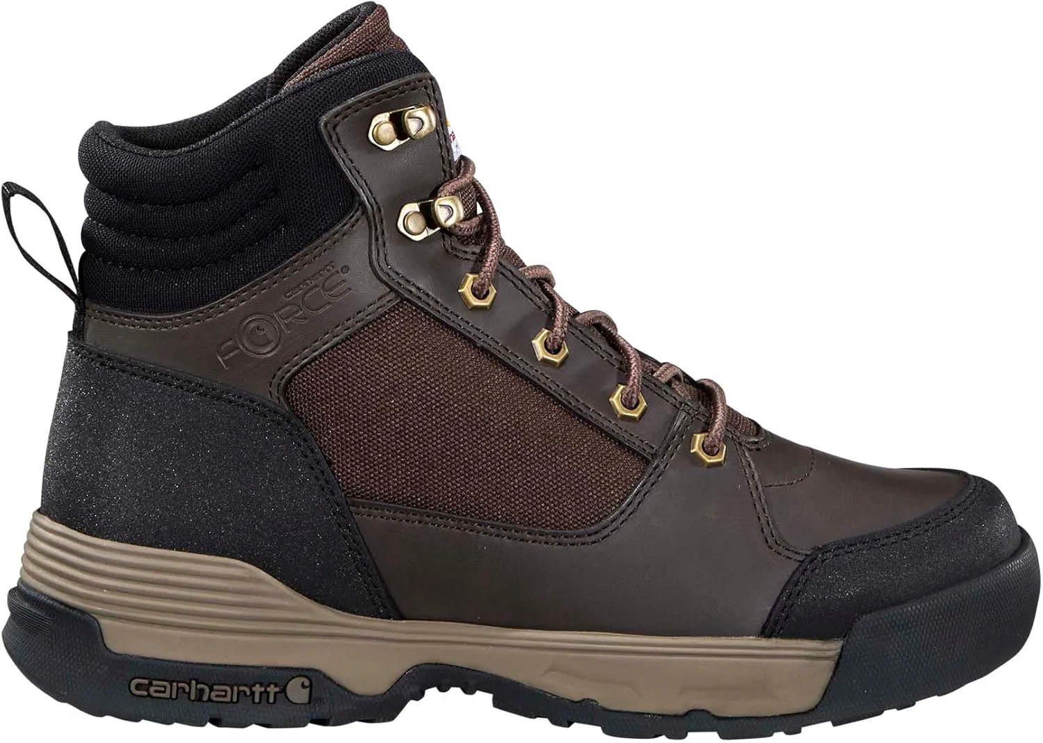 Мужские рабочие ботинки Carhartt Force Hd 6" из кожи и ткани для промышленного использования, темно-коричневый — фото 3