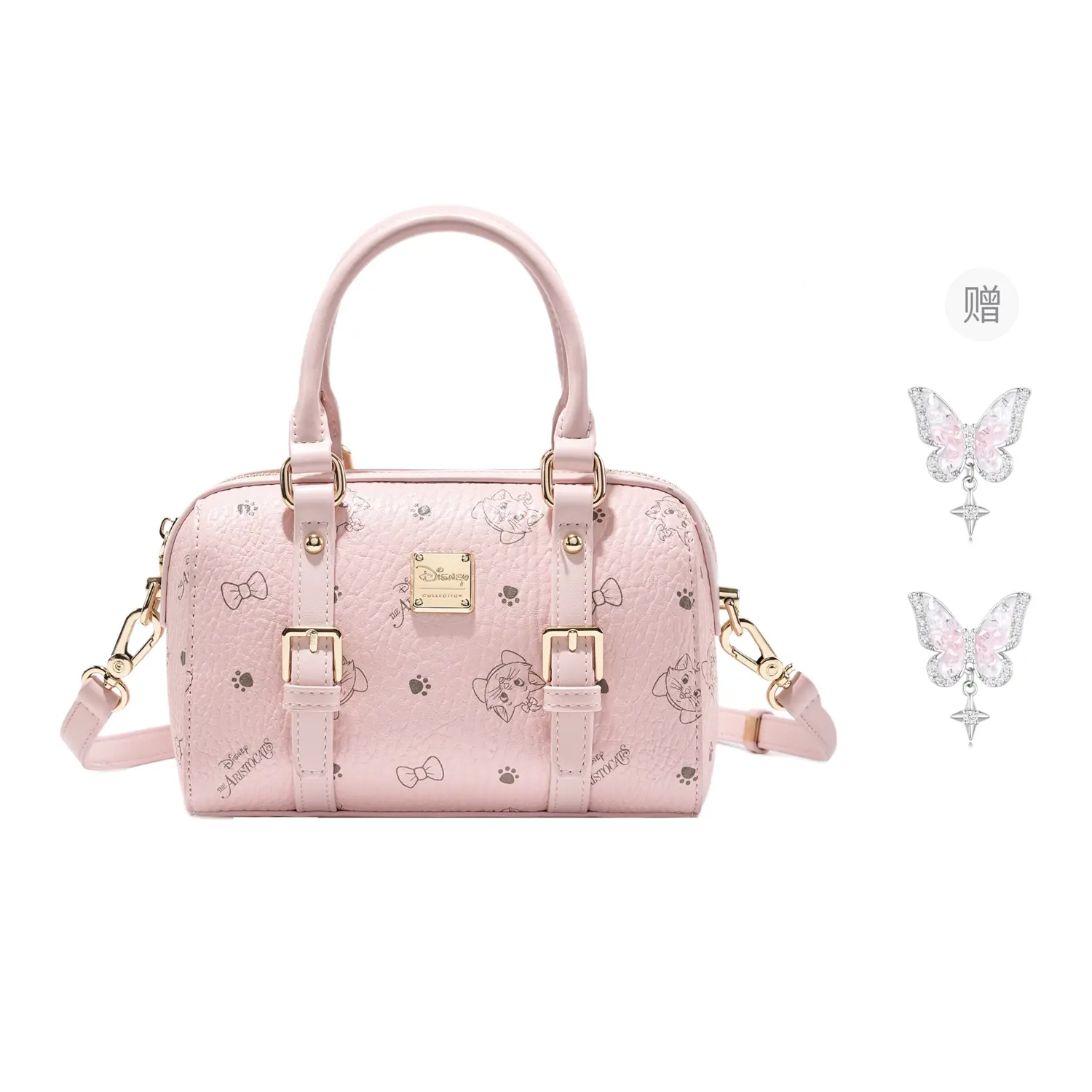 

Disney Женская розовая бархатная сумка из искусственной кожи, Pink[Free Marie Cat Collection Limited Edition Box+Blessing Butterfly Earrings]