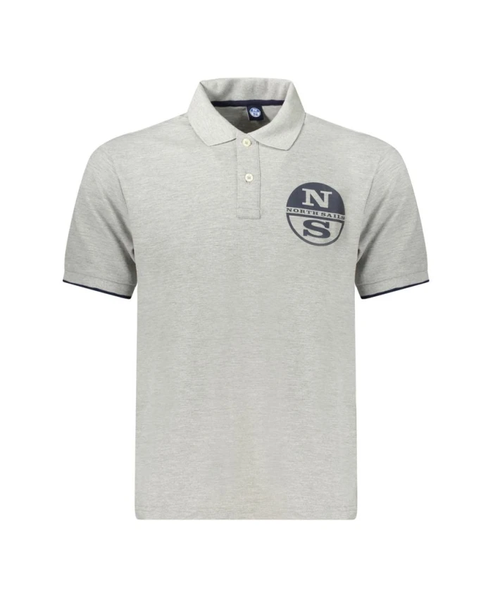 

Серая хлопковая рубашка-поло с ярким принтом North Sails, серый