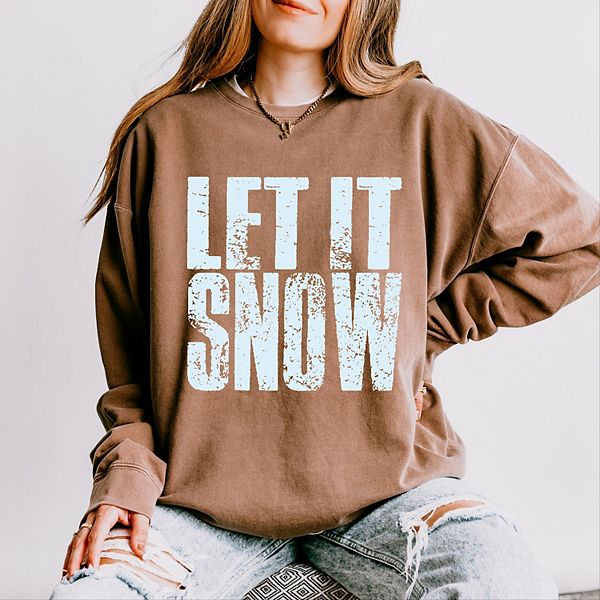 

Let it snow блок distressed - женский легкий свитшот garment dyed Simply Sage Market, Espresso, Белый, Let it snow блок distressed - женский легкий свитшот garment dyed Simply Sage Market, Espresso