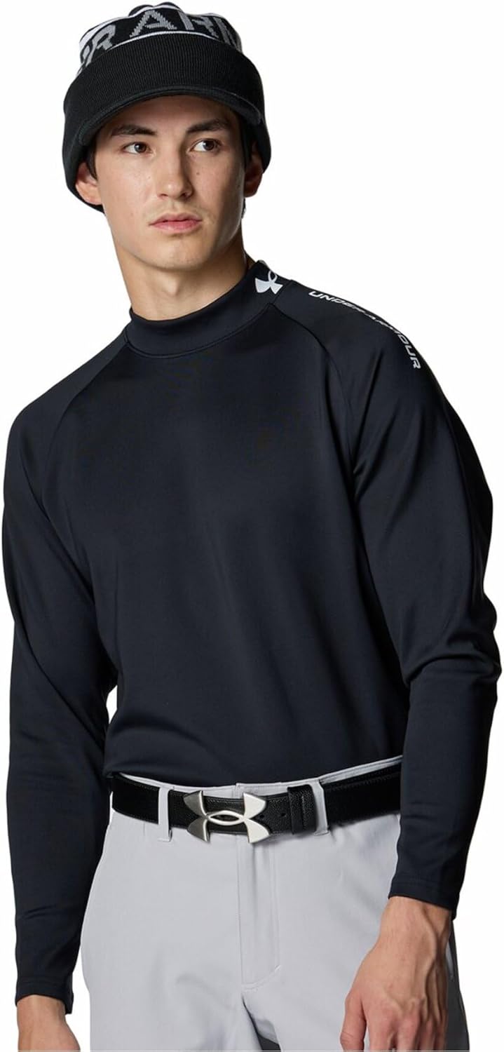 

Футболка-поло для гольфа Under Armour, UA Drive, трикотажная, с длинным рукавом, воротником-стойкой, мужская, черно-белый