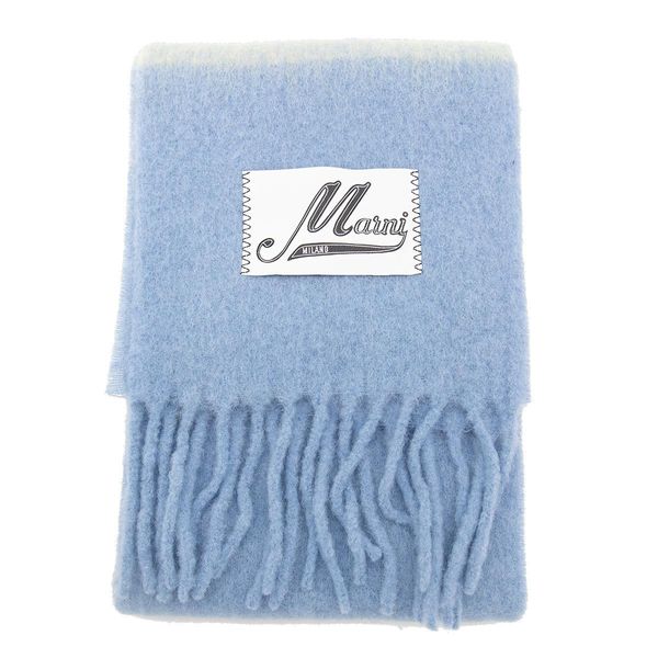 

MARNI Бахромчатый шарф с логотипом, Blue