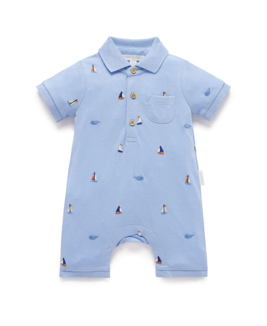 

Детский комбинезон-поло для мальчика Purebaby, Yacht broderie