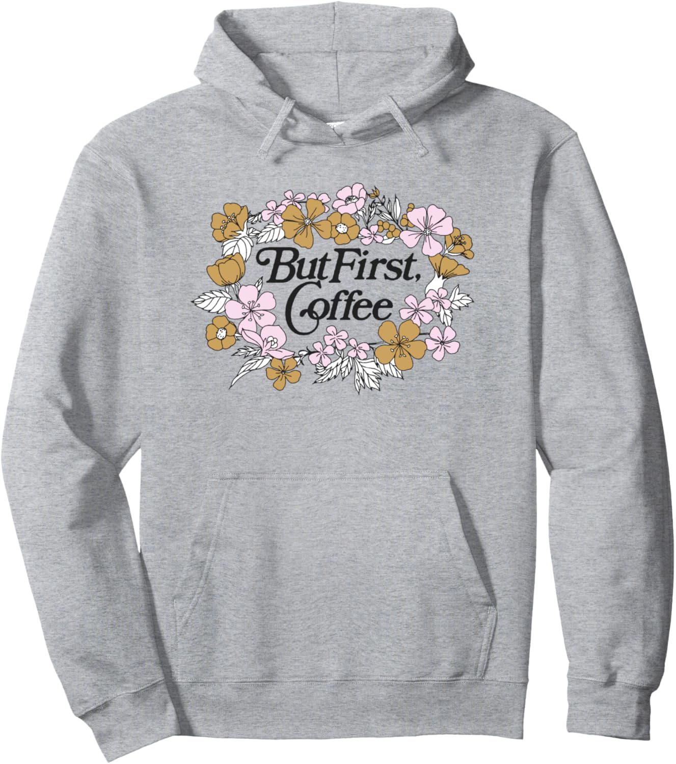 

Худи But First Coffee, с черным текстом и цветочным венком, серого цвета Trendy Apparel, Черный, Худи But First Coffee, с черным текстом и цветочным венком, серого цвета Trendy Apparel