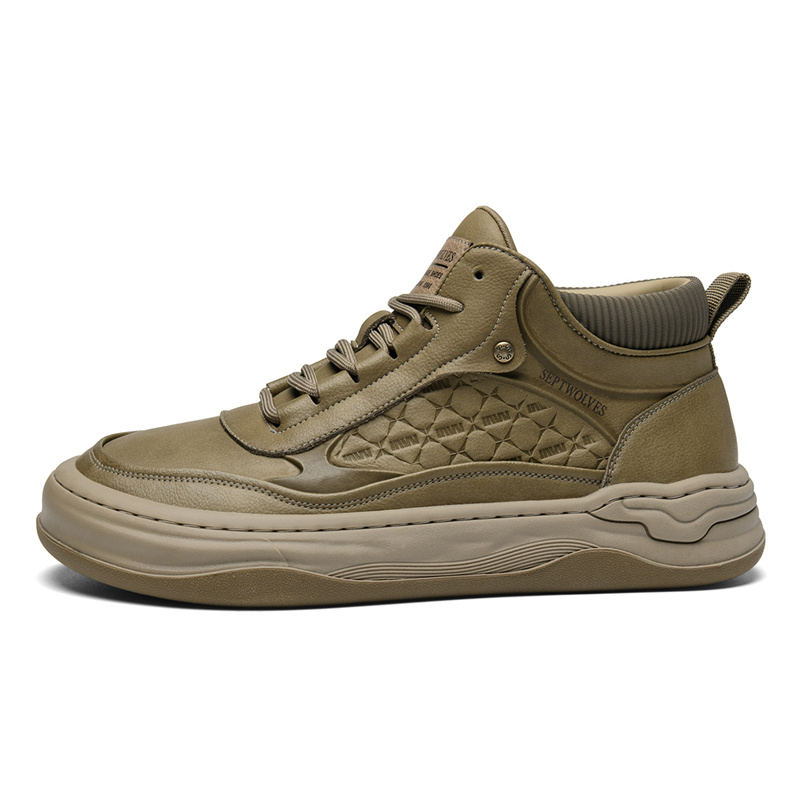 

SEPTWOLVES Мужские мидтоп скейтборд кроссовки цвета хаки, цвет Khaki (Standard Leather Shoe Size)