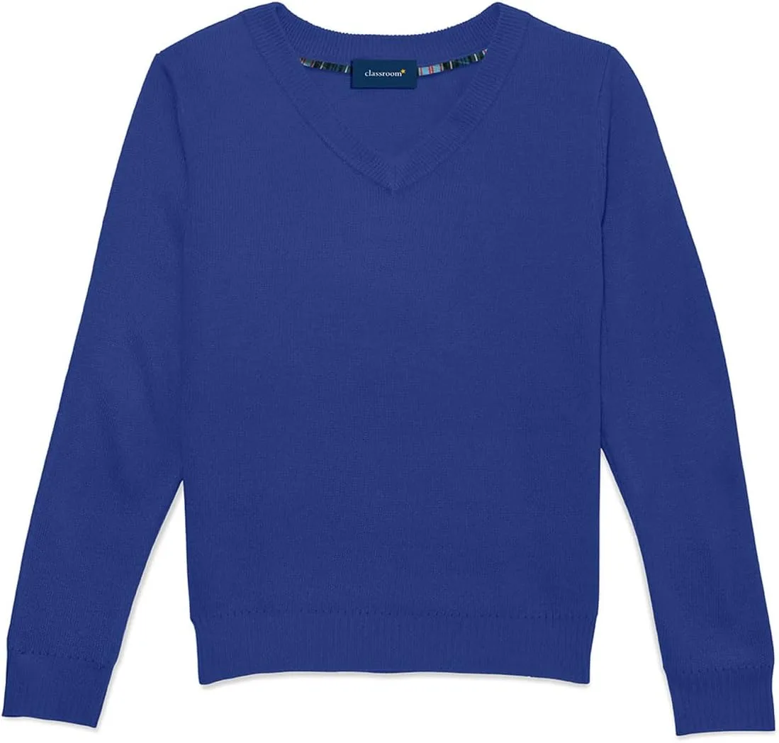 

Школьный свитер с длинным рукавом и V-образным вырезом Big Kid 56702 Classroom School Uniforms