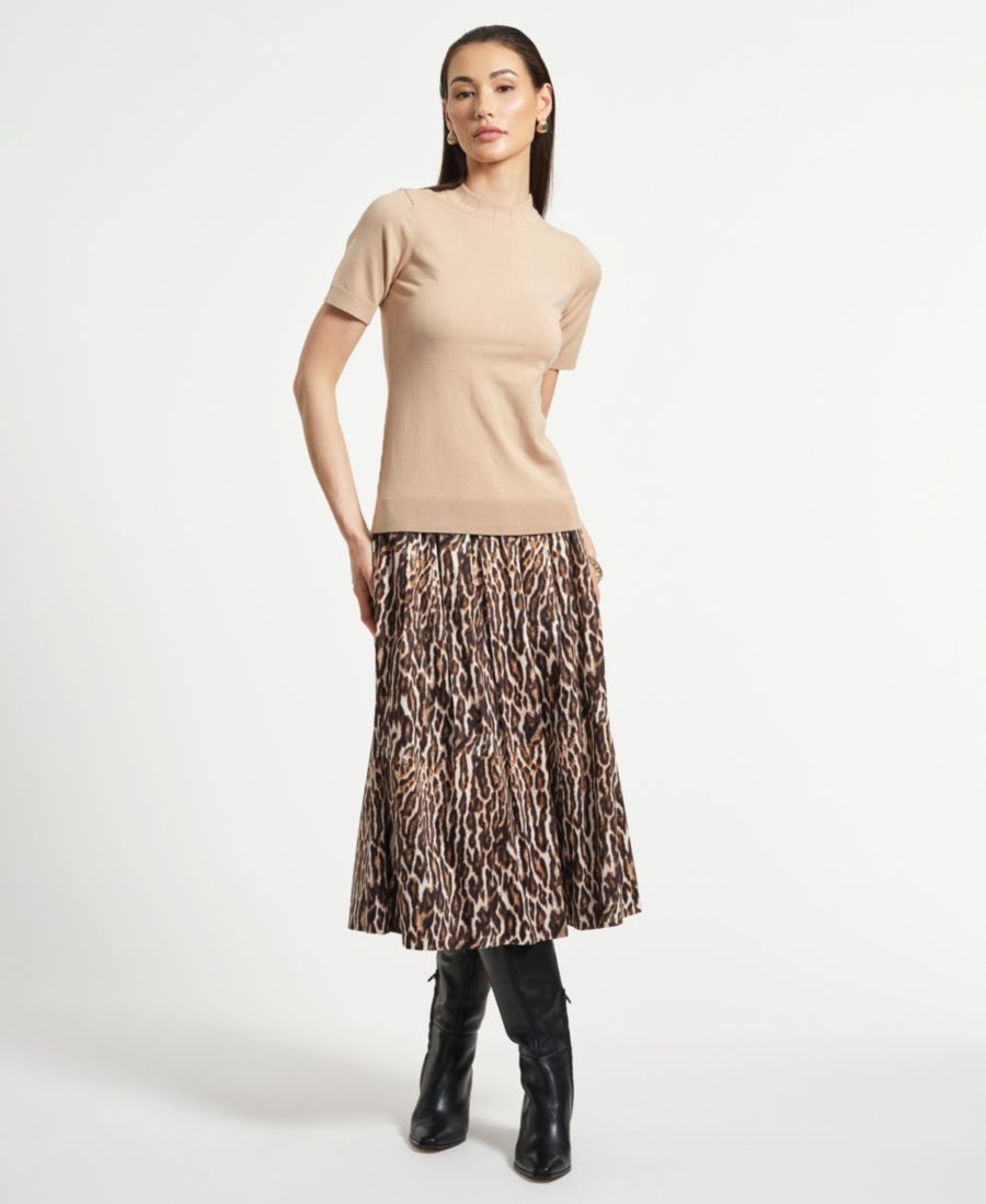 

Женский свитер с высоким воротником и короткими рукавами Isaac Mizrahi, Camel