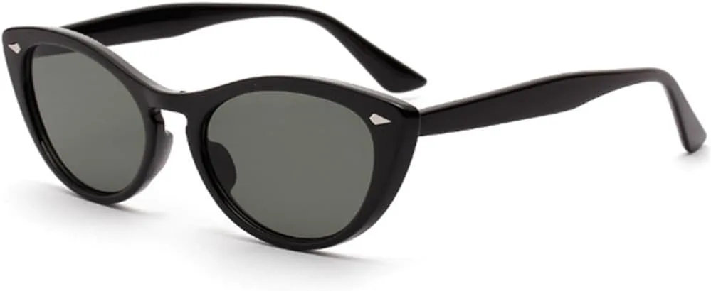 

Винтажные мужские солнцезащитные очки с леопардовым принтом и «кошачьим глазом», женские солнцезащитные очки в стиле ретро с заклепками MTZJH, Black Grey