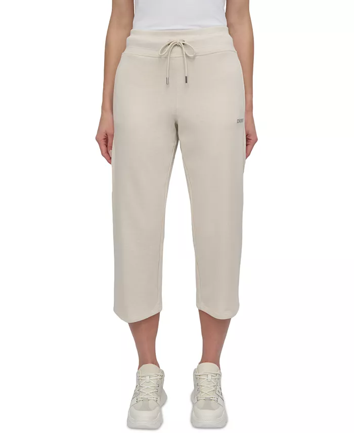 

Женские укороченные брюки с шипами и логотипом DKNY, коричневый/бежевый