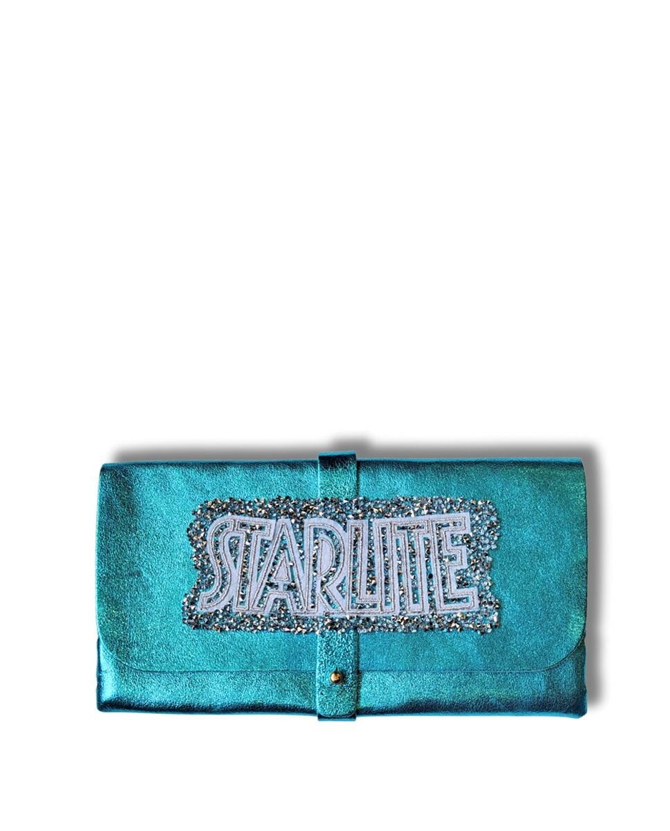 

Сумка-кошелек с рисунком спереди из синей кожи металлик Starlite, синий