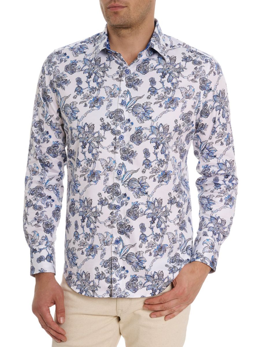 

Рубашка из хлопковой смеси с цветочным принтом Sea Bloom Robert Graham, разноцветный