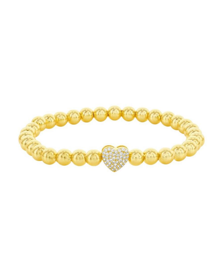 

Браслет из стерлингового серебра с бусинами в форме сердца, украшенный фианитами Simona, Gold