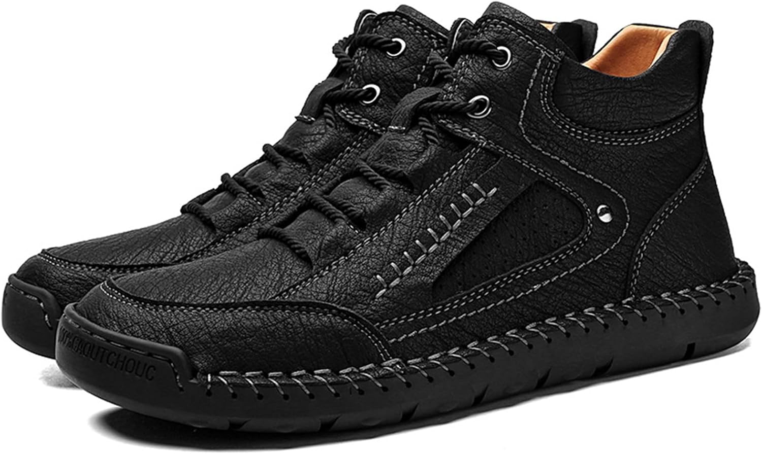 

Мужские кожаные ботинки Abborora для ходьбы и походов с теплой подкладкой, повседневные ботинки до щиколотки, кроссовки, размер зимние теплые снегоступы, черный