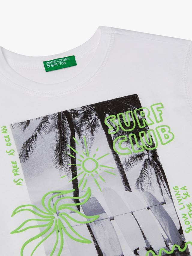 Детская футболка с принтом Surf Club Benetton, Optical White — фото 3