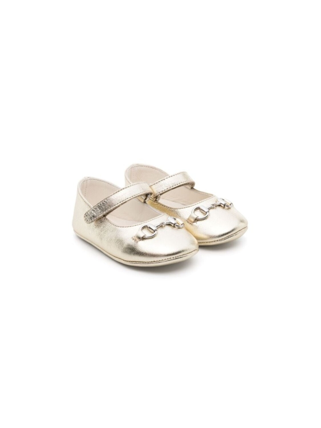

Кожаные балетки с конской пряжкой Gucci Kids, золотистый