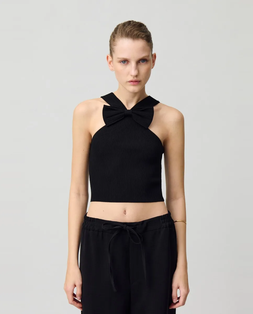

Женский топ тонкой вязки с бантом Claudie Pierlot, черный