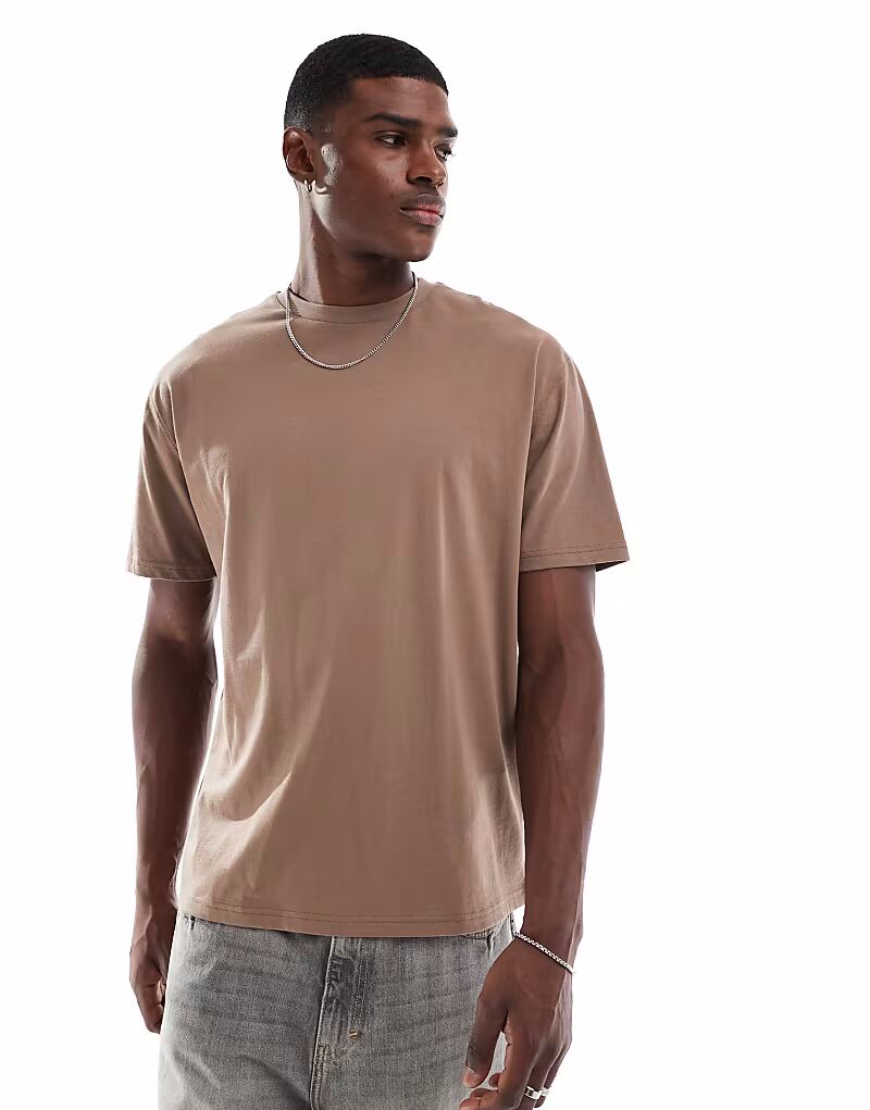 

Свободная футболка Essentials коричневого цвета Asos Design, Коричневый, Свободная футболка Essentials коричневого цвета Asos Design