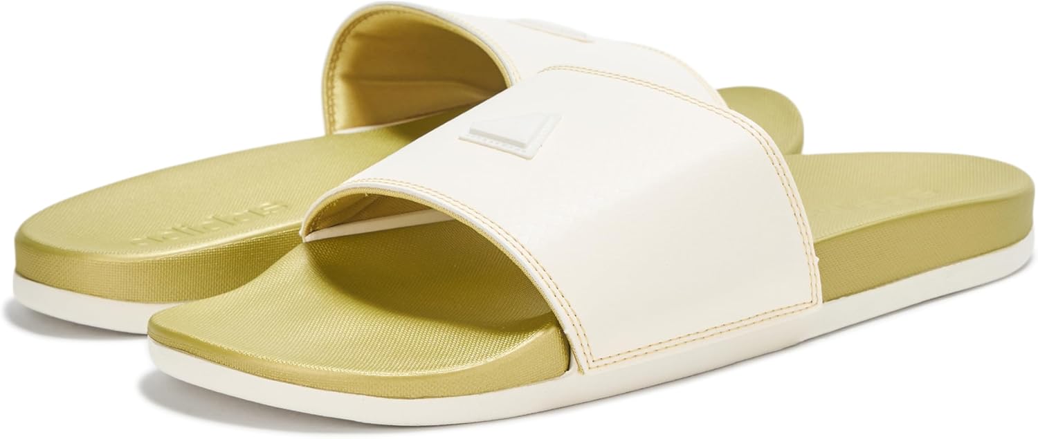 Шлепанцы adidas Adilette Comfort (унисекс), белый/золотой — фото 3