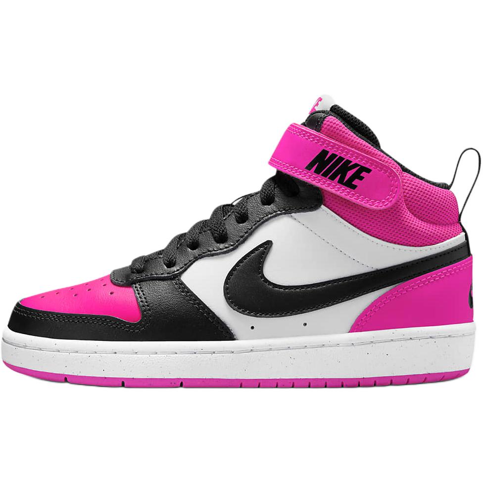 

Кроссовки Nike Court Borough 2 для подростков, устойчивые к истиранию, с амортизацией, мид-топ, черно-розовые, белый/ярко-розовый/черный