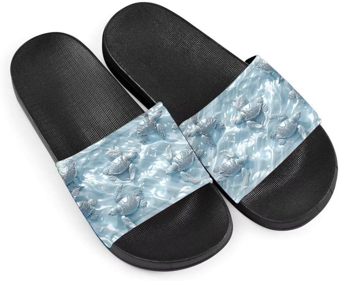 

Женские модные сандалии с уникальным дизайном, с узором черепахи, на плоской подошве, с противоскользящей подошвой из ЭВА, легкие повседневные домашние и тапочки Getelinseng, серебряный