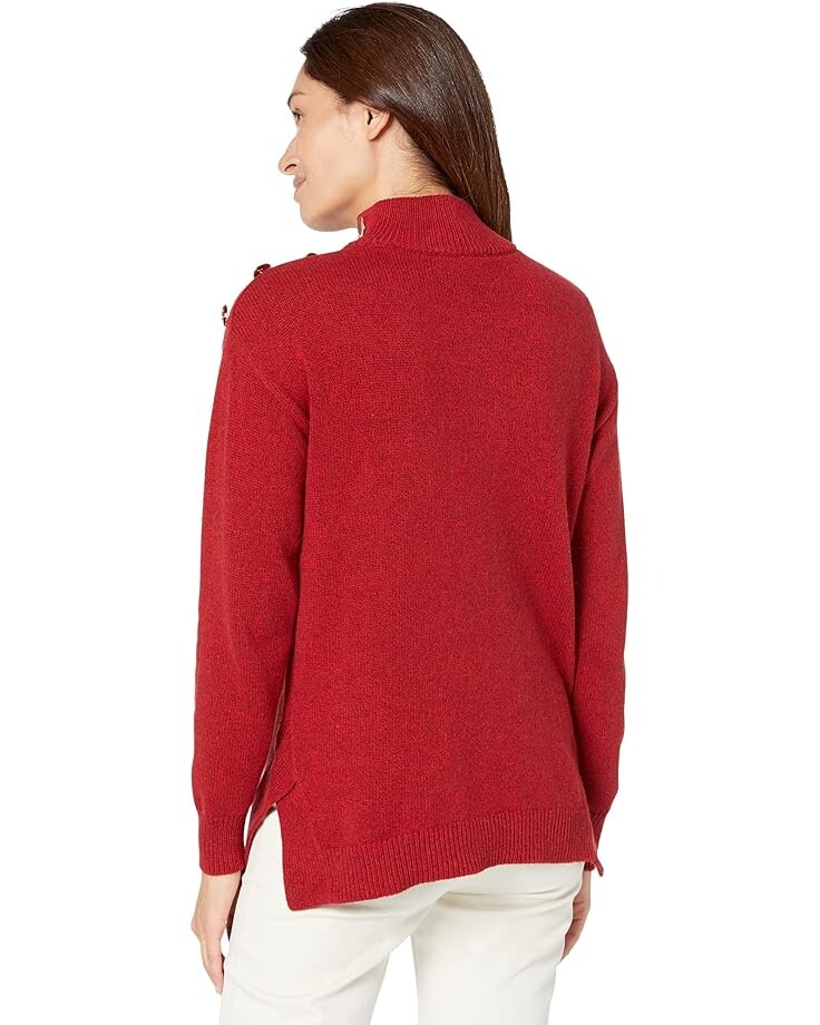 

Свитер Elliott Lauren Need For Tweed Mock Neck Sweater with Button Detail On Shoulder, цвет Scarlet