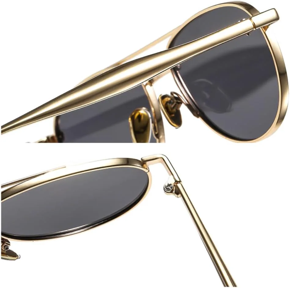 

Солнцезащитные очки с двойной перемычкой овальной формы для женщин и мужчин, в стиле ретро, ​​роскошные, модные, с защитой от УФ-излучения UV400 TVTBBVV, Silver Black
