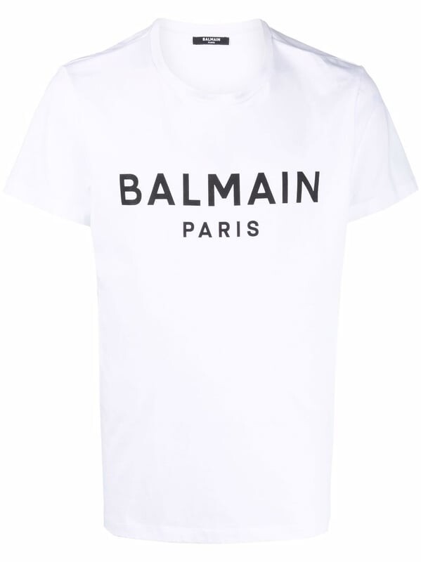 

Футболка с логотипом Paris и принтом Balmain, белый