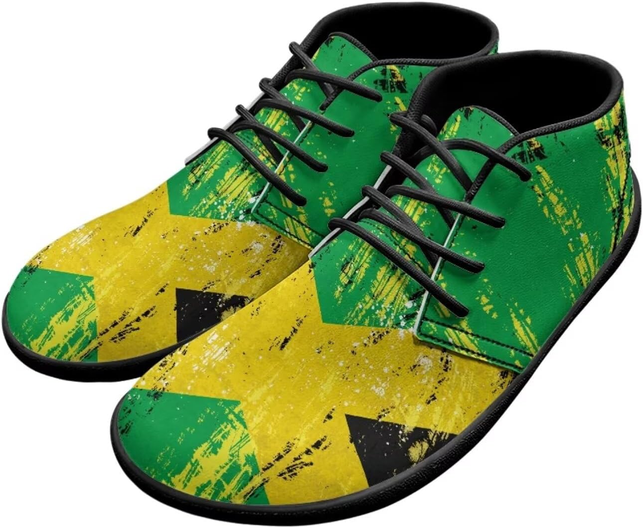 

Мужские кожаные кроссовки Forchrinse с принтом американского флага, модные полуботинки средней посадки для ходьбы, туфли для мужчин и мальчиков, ботинки Чакка, водонепроницаемые, Jamaican Flag Pattern