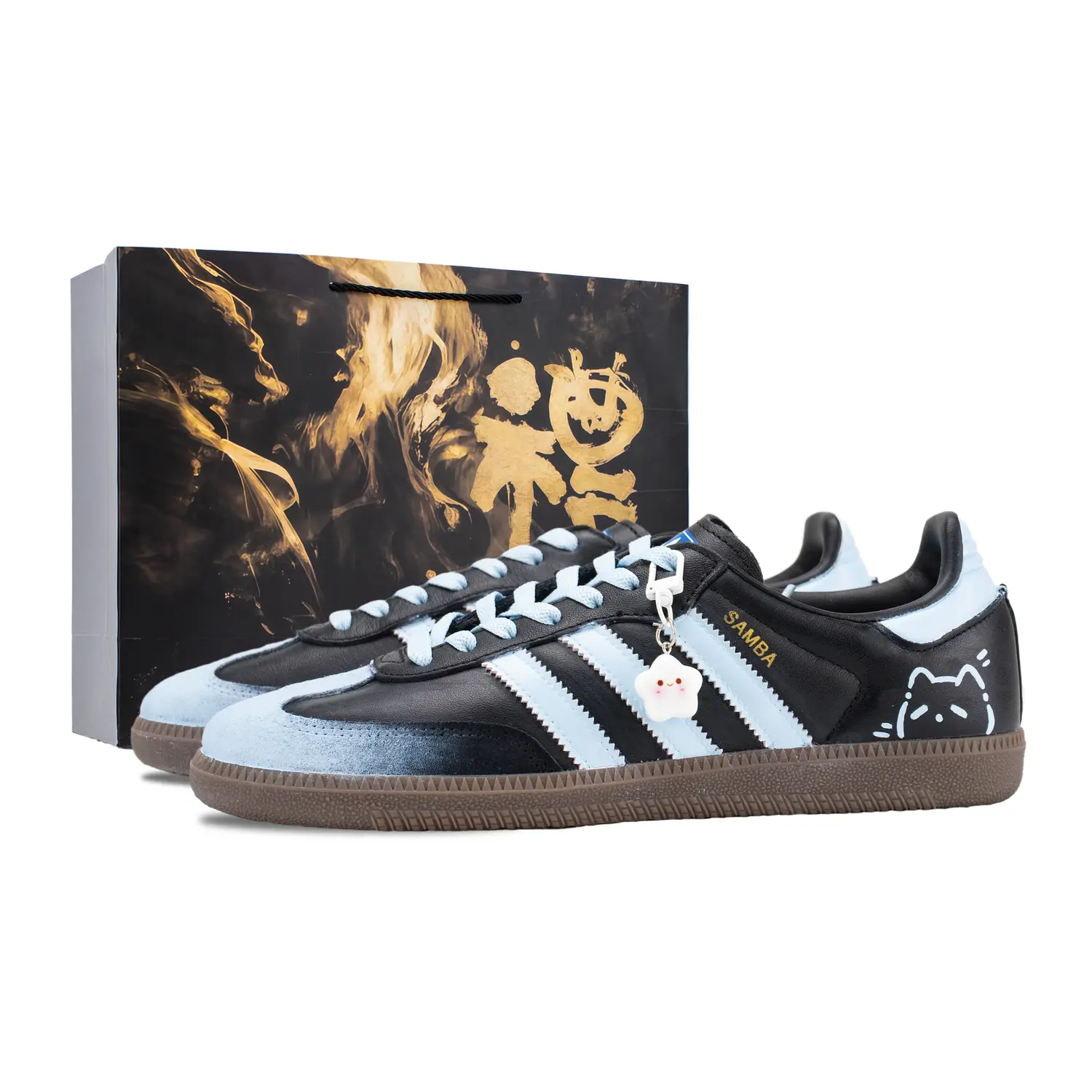 

Adidas Samba OG Светло-голубые мягкие кроссовки с противоскользящим и износостойким покрытием, низкие, в стиле немецкой армии, унисекс, черный с синим