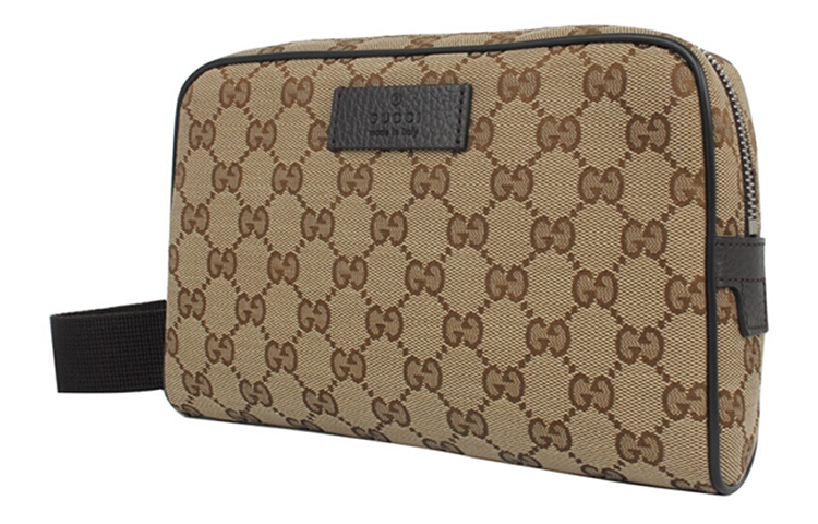 GUCCI Canvas With Leather Sling Bag, Fanny Pack Regular Unisex Ebony/Brown — фото 2