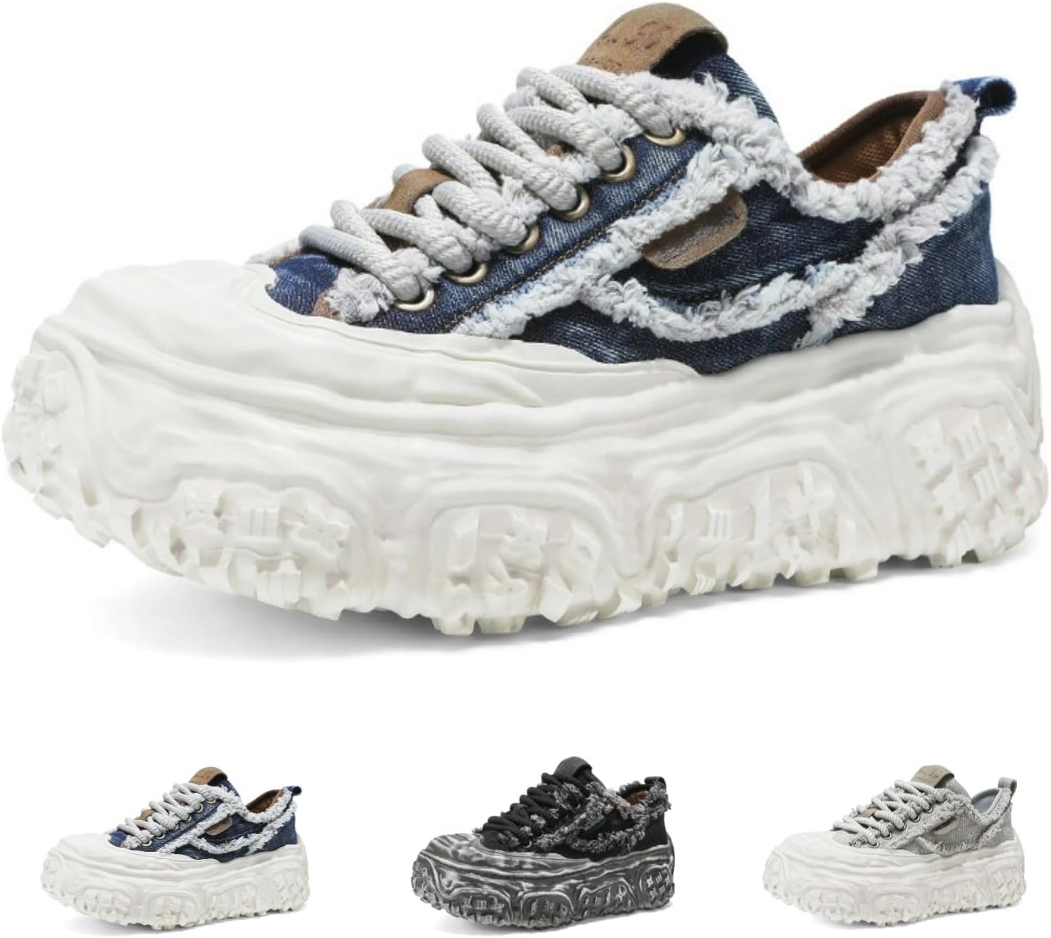 

Мужские модные кроссовки MACEFIL с высокой подошвой 8 см, ретро стиль, холщовые, в стиле «папа», удобные повседневные обувь для прогулок, синий