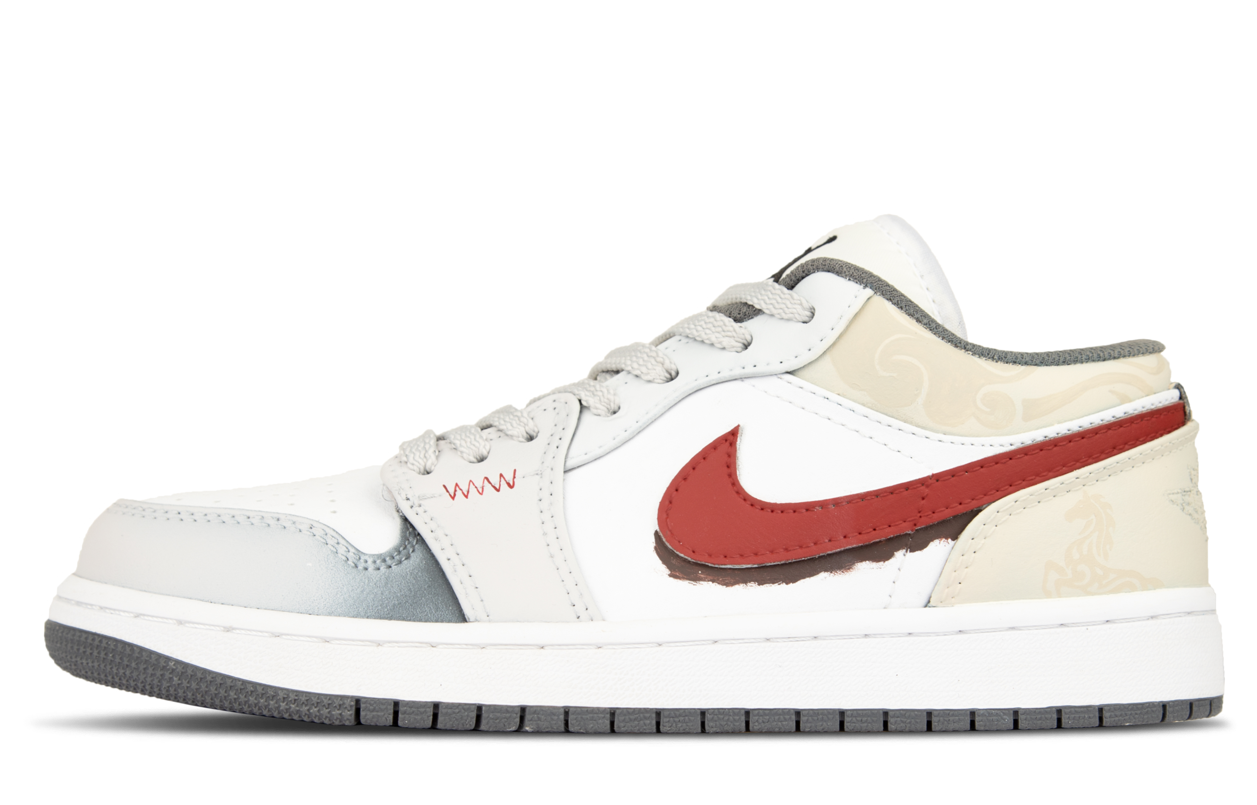 

Jordan Кроссовки Air 1 Leather Fashion Trend Cushioning Low top Vintage Unisex бежевые