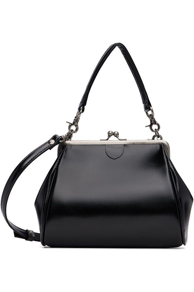 

Полуматовая кожаная сумка с металлической застежкой Y'S, черный