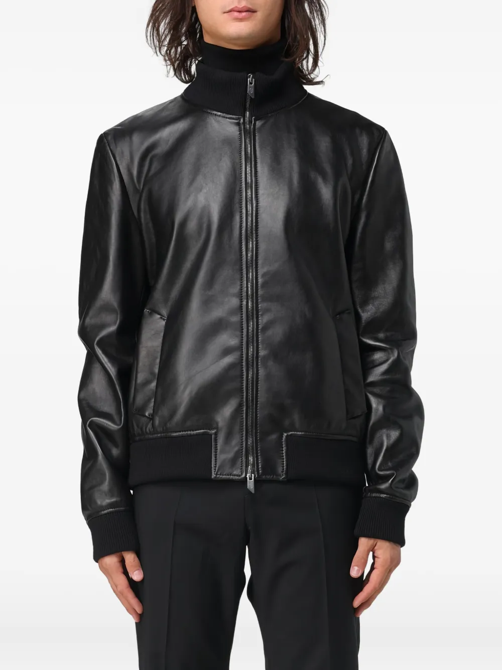 

Кожаная куртка на молнии Salvatore Santoro, черный