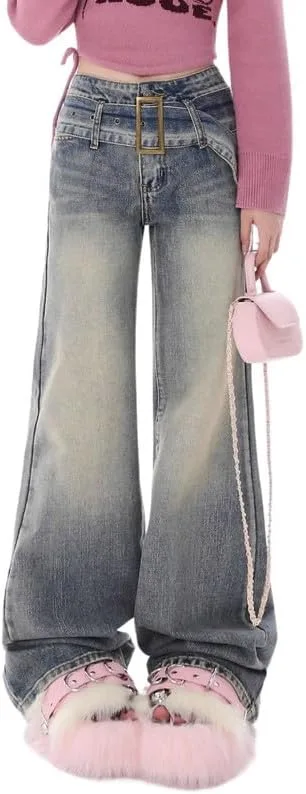 

Hopecn женские джинсы Y2K в стиле флэ HOPECK