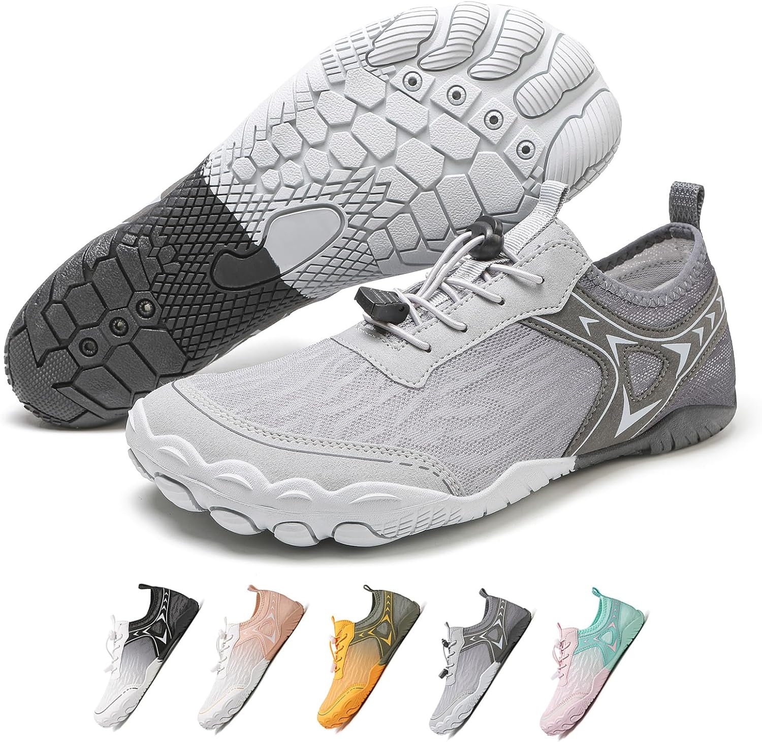 

Кроссовки для бега для женщин и мужчин, противоскользящие, с широким носком, водонепроницаемые, быстросохнущие, с нулевым перепадом, для трейлов Waiwaigo, серый