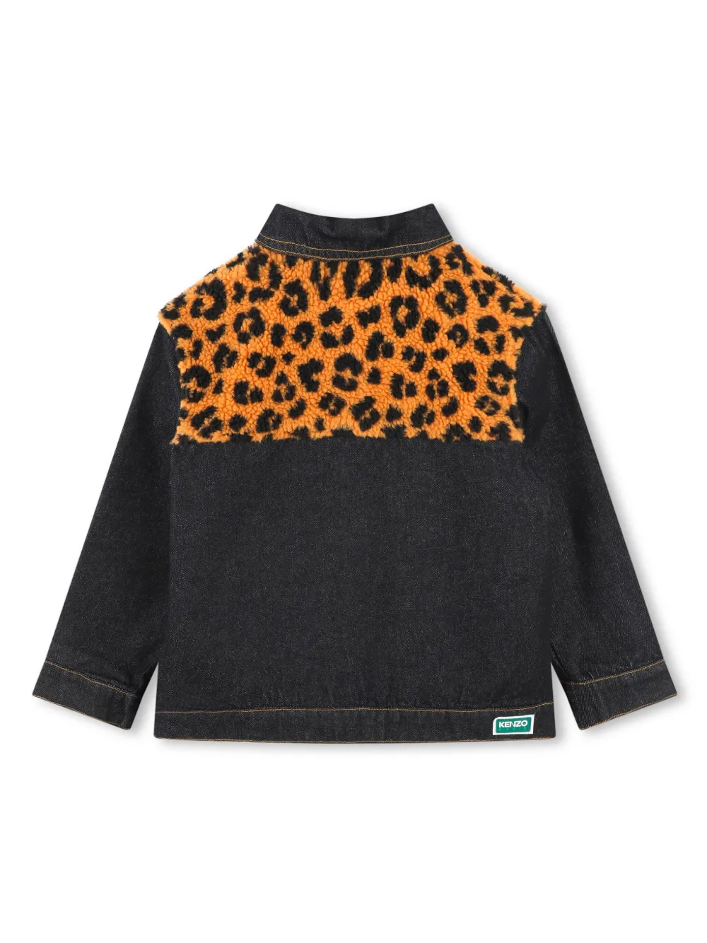 Джинсовая куртка с леопардовым принтом Kenzo Kids, синий — фото 2