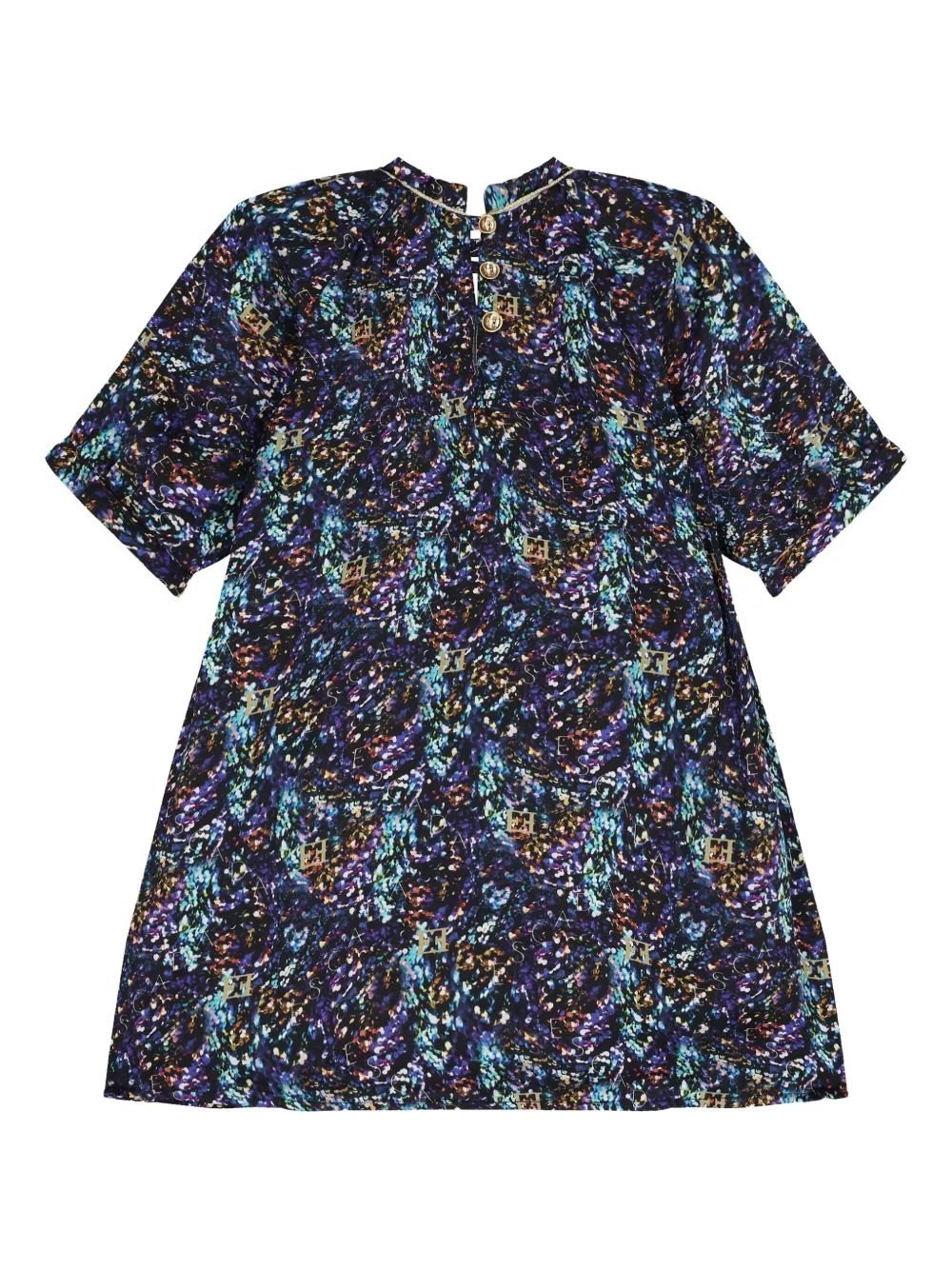 Платье с короткими рукавами и принтом логотипа Escada Kids, синий — фото 2