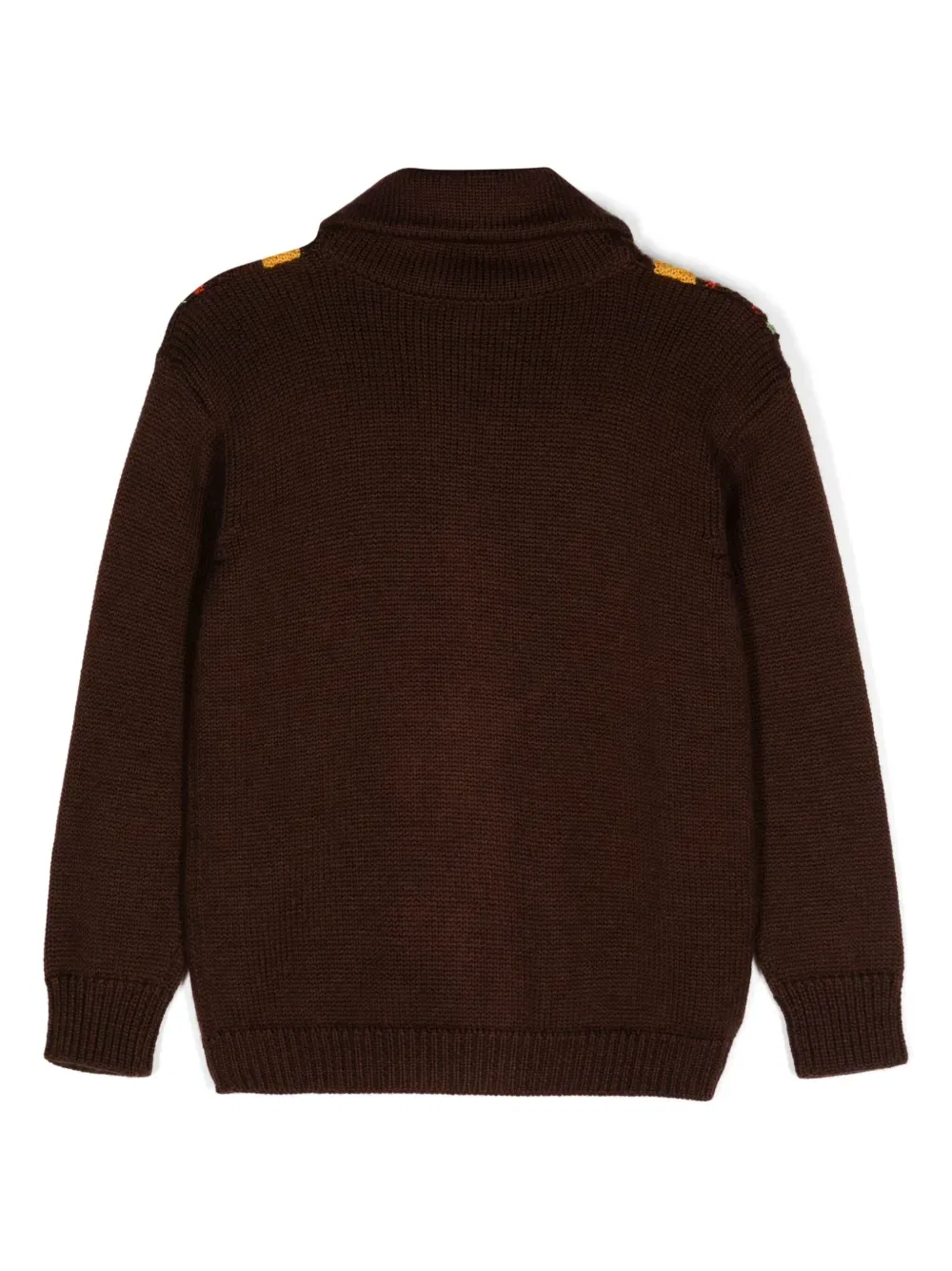 Кардиган с узором, связанным интарсией Gucci Kids, коричневый — фото 2
