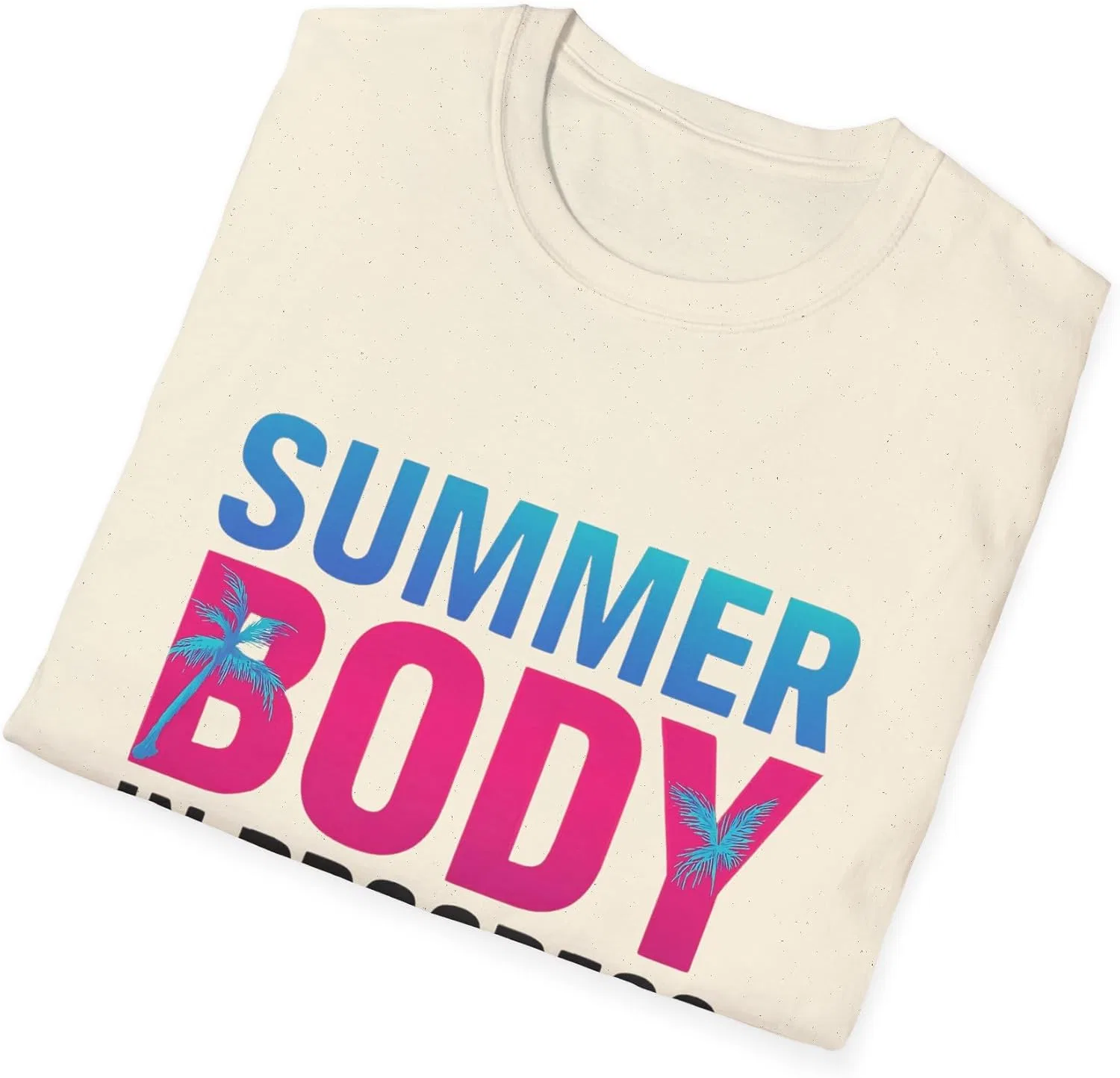 Футболка Summer Body in Progress, фитнес-майка, спортивная одежда, подарок для любителей тренажерного зала, футболка Summer Vibes, повседневная одежда GENERIC, Natural — фото 4