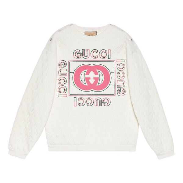 

Свитер vintage logo quilted sweatshirt 'white pink' Gucci, белый