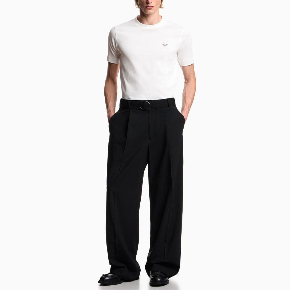 EMPORIO ARMANI Футболка мужская белая с круглым вырезом средней плотности — фото 4
